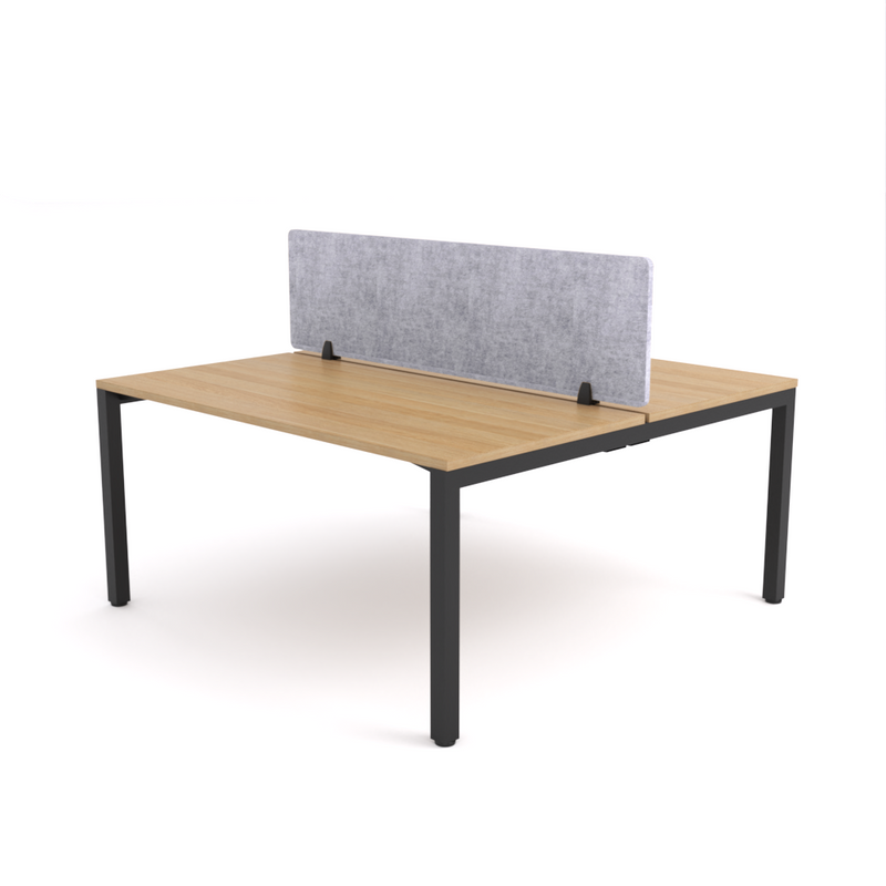 California Office Workstations (Straight Legs) 2-User Double-Sided Desk With AcoustiQ Screen (Marble Gray Screen)-Elite Office Furniture