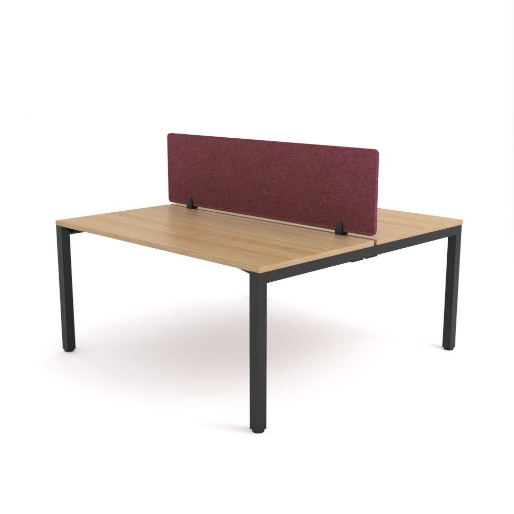 California Office Workstations (Straight Legs) 2-User Double-Sided Desk With AcoustiQ Screen (Maroon Screen)