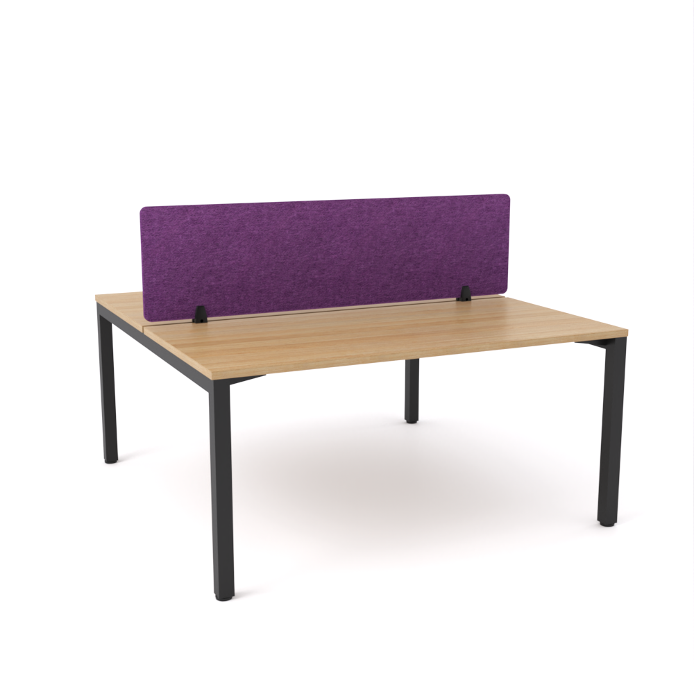 California Office Workstations (Straight Legs) 2-User Double-Sided Desk With AcoustiQ Screen (Purple Screen)