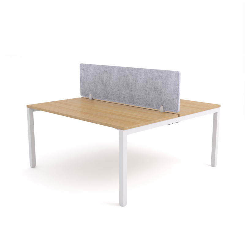 California Office Workstations (Straight Legs) 2-User Double-Sided Desk With AcoustiQ Screen (Marble Gray Screen)-Elite Office Furniture