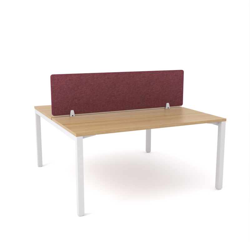 California Office Workstations (Straight Legs) 2-User Double-Sided Desk With AcoustiQ Screen (Maroon Screen)