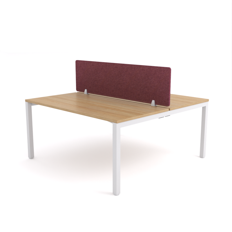 California Office Workstations (Straight Legs) 2-User Double-Sided Desk With AcoustiQ Screen (Maroon Screen)