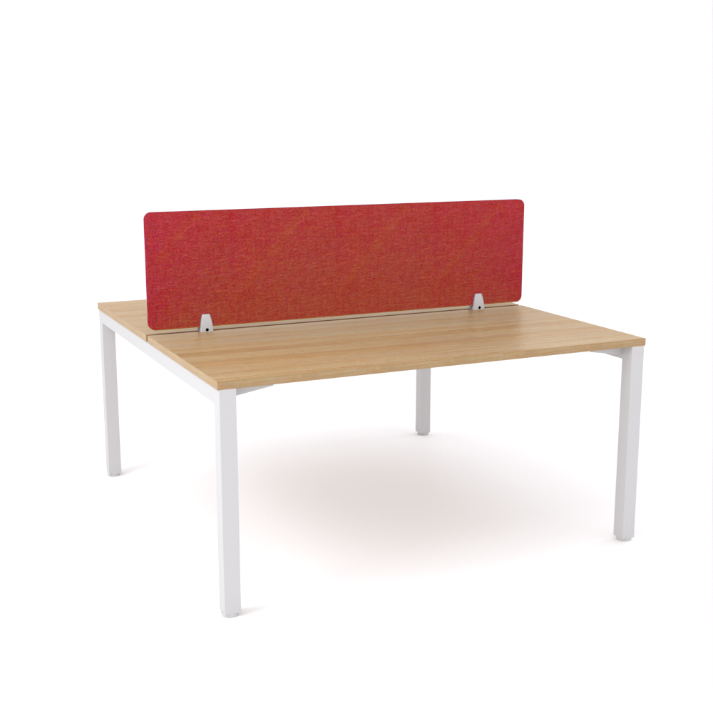 California Office Workstations (Straight Legs) 2-User Double-Sided Desk With Acoustic Screen (Red)