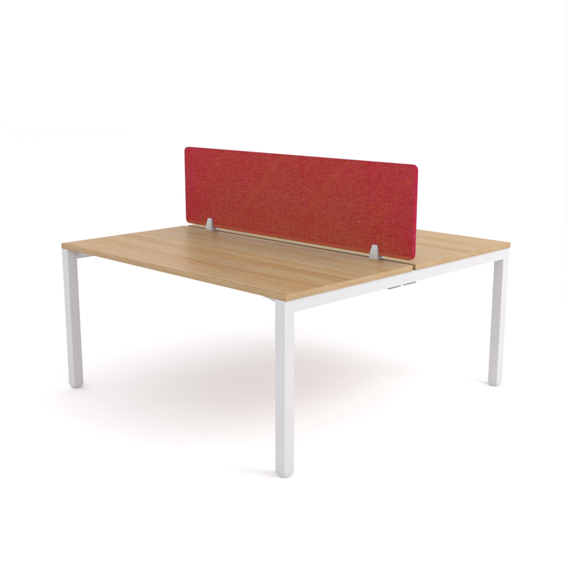 California Office Workstations (Straight Legs) 2-User Double-Sided Desk With Acoustic Screen (Red)