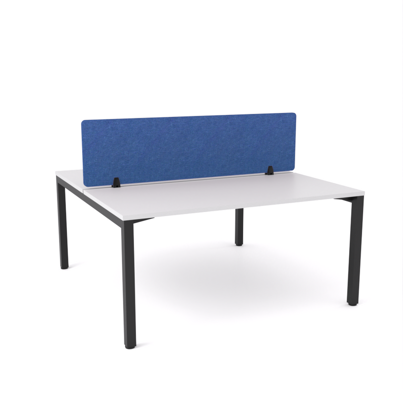 California Office Workstations (Straight Legs) 2-User Double-Sided Desk With AcoustiQ Screen (Cobalt Blue Screen)