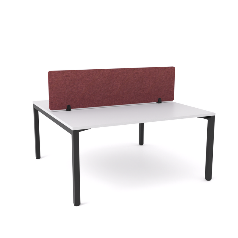 California Office Workstations (Straight Legs) 2-User Double-Sided Desk With AcoustiQ Screen (Maroon Screen)