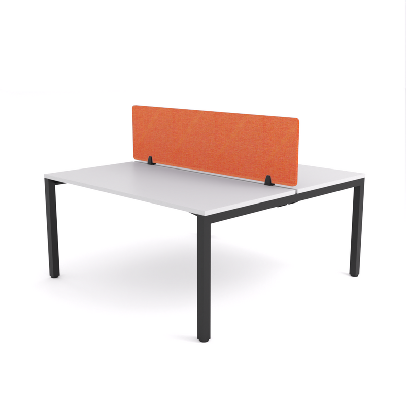 California Office Workstations (Straight Legs) 2-User Double-Sided Desk With AcoustiQ Screen (Orange Screen)