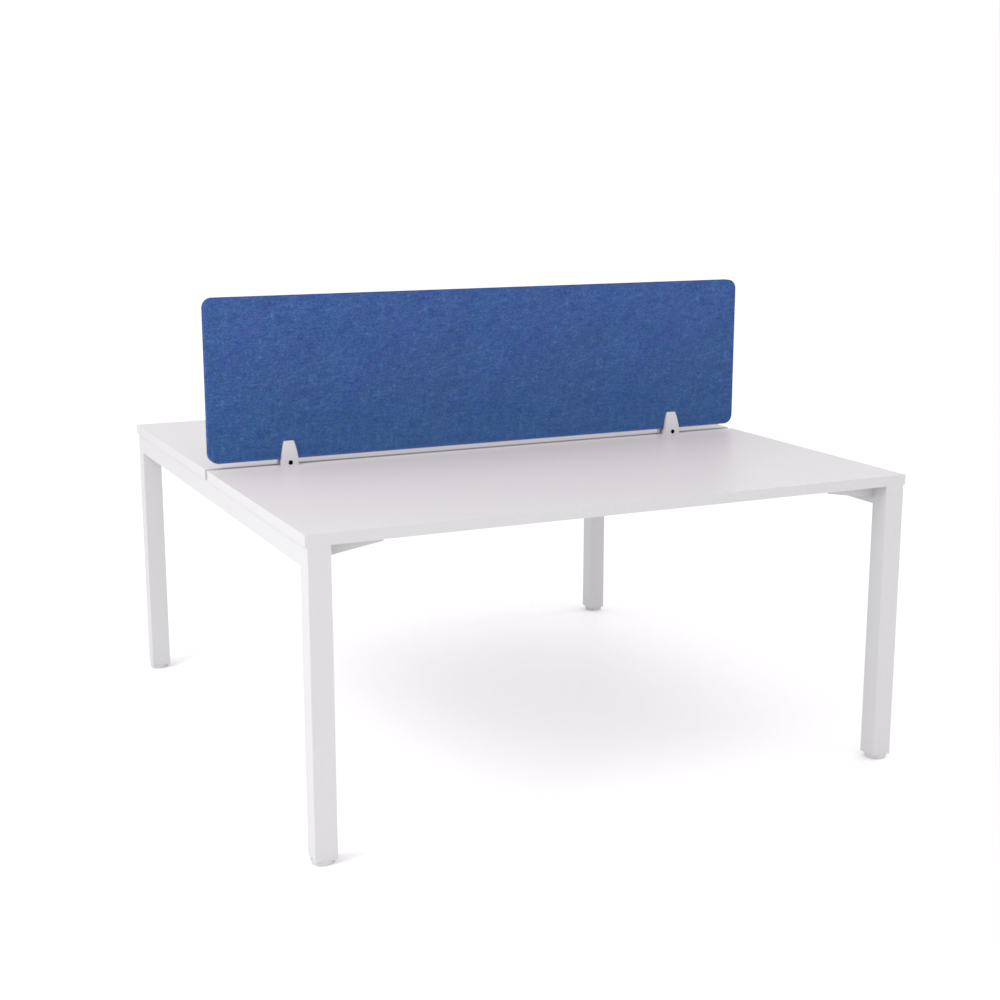 California Office Workstations (Straight Legs) 2-User Double-Sided Desk With AcoustiQ Screen (Cobalt Blue Screen)-Elite Office Furniture