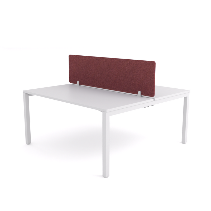 California Office Workstations (Straight Legs) 2-User Double-Sided Desk With AcoustiQ Screen (Maroon Screen)
