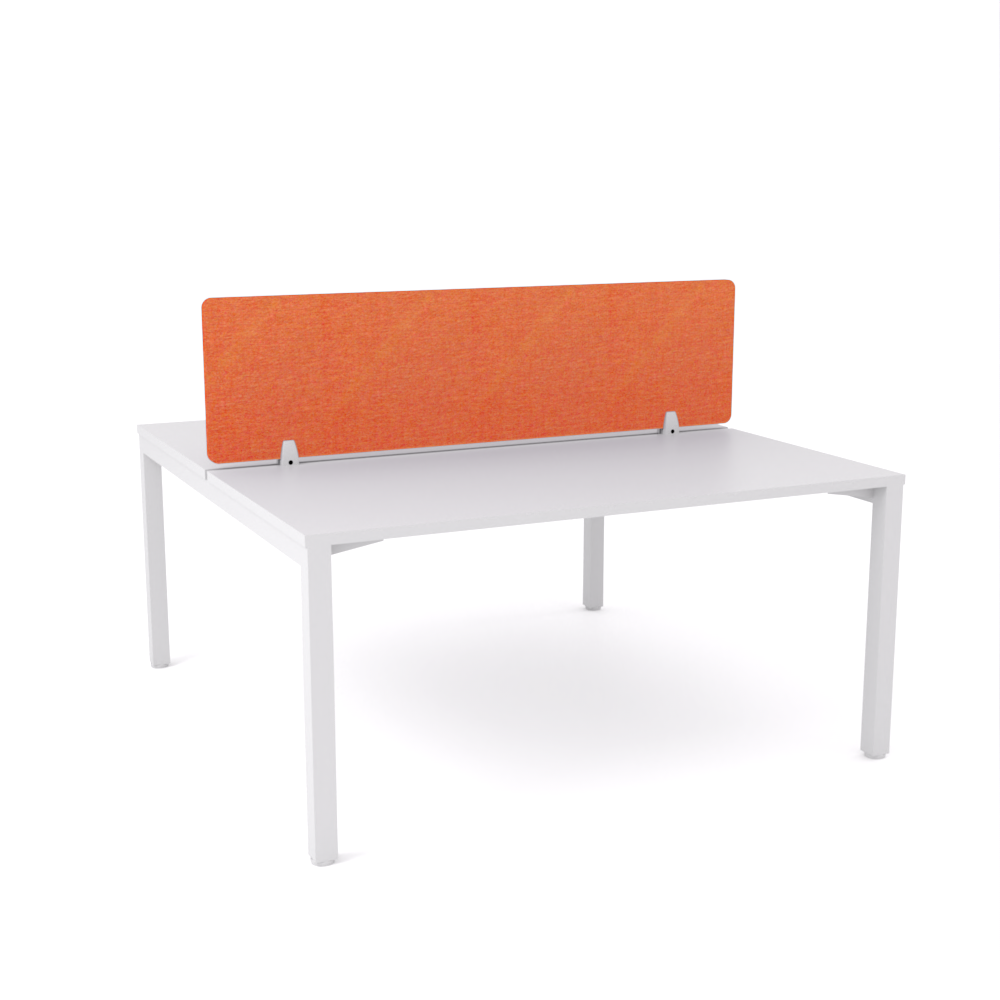 California Office Workstations (Straight Legs) 2-User Double-Sided Desk With AcoustiQ Screen (Orange Screen)-Elite Office Furniture