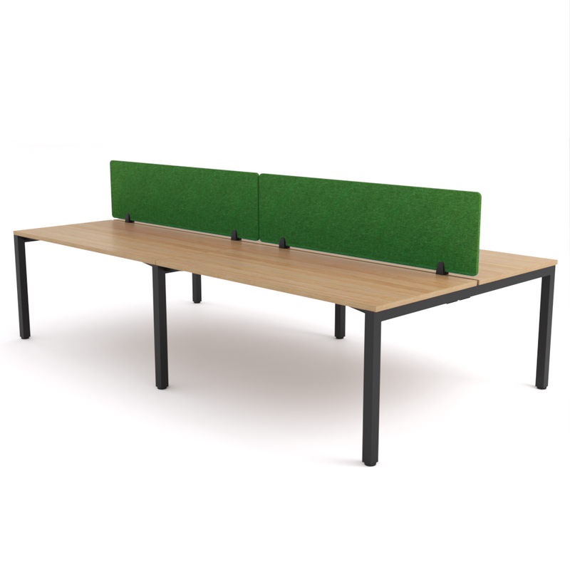 California Office Workstations (Straight Legs) 4-User Double-Sided Desk With AcoustiQ Screen (Green Screen)