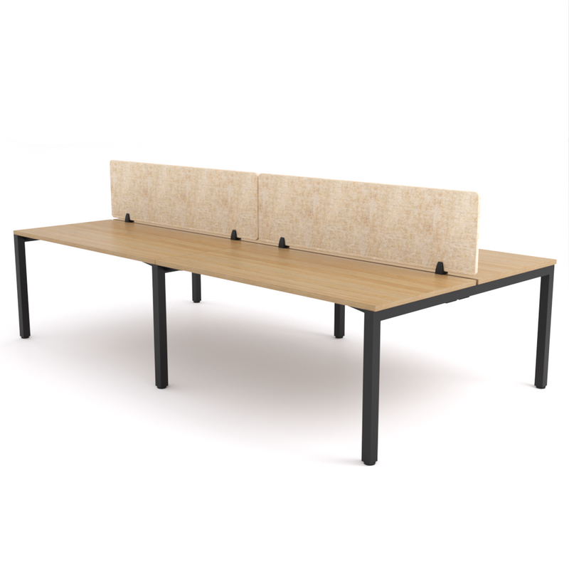 California Office Workstations (Straight Legs) 4-User Double-Sided Desk With AcoustiQ Screen (Natural Screen)