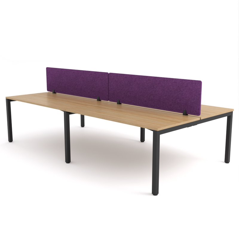 California Office Workstations (Straight Legs) 4-User Double-Sided Desk With AcoustiQ Screen (Purple Screen)