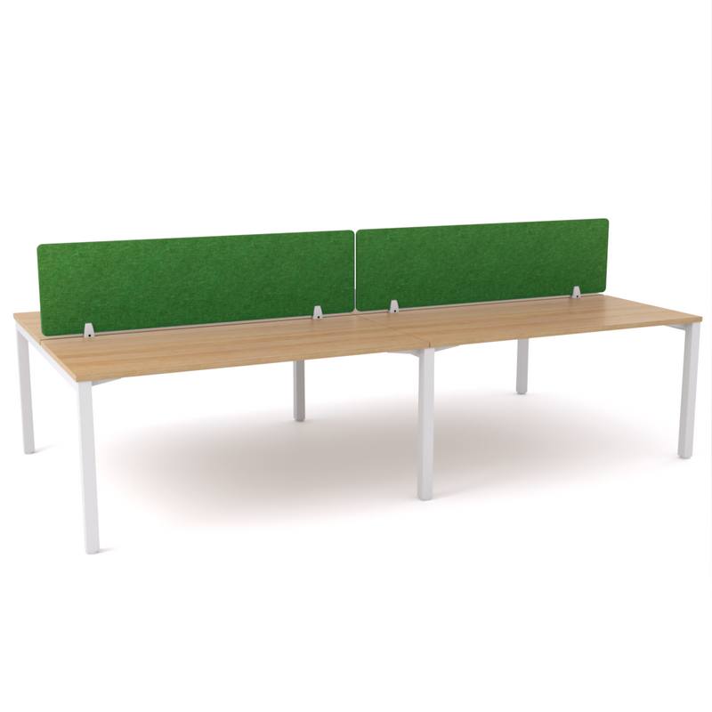 California Office Workstations (Straight Legs) 4-User Double-Sided Desk With AcoustiQ Screen (Green Screen)