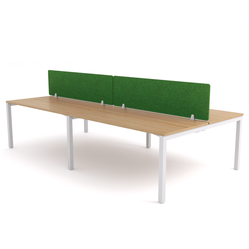 California Office Workstations (Straight Legs) 4-User Double-Sided Desk With AcoustiQ Screen (Green Screen)
