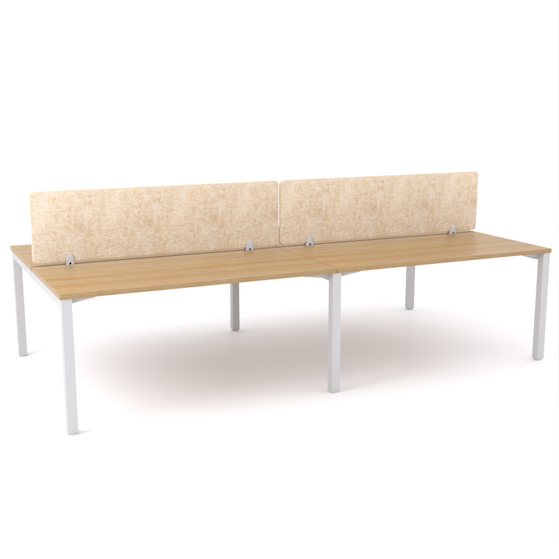California Office Workstations (Straight Legs) 4-User Double-Sided Desk With AcoustiQ Screen (Natural Screen)