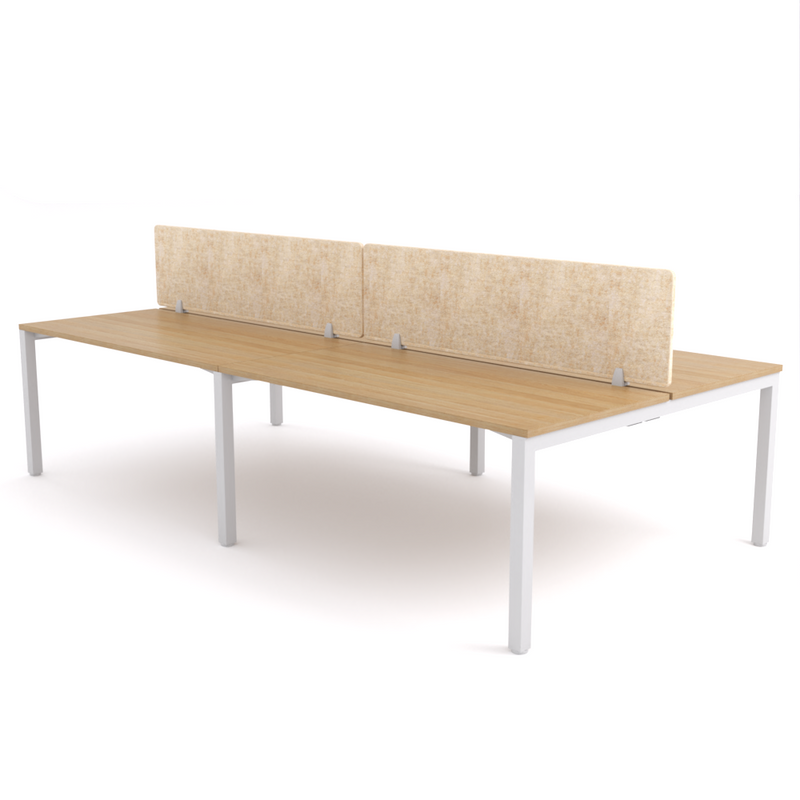 California Office Workstations (Straight Legs) 4-User Double-Sided Desk With AcoustiQ Screen (Natural Screen)