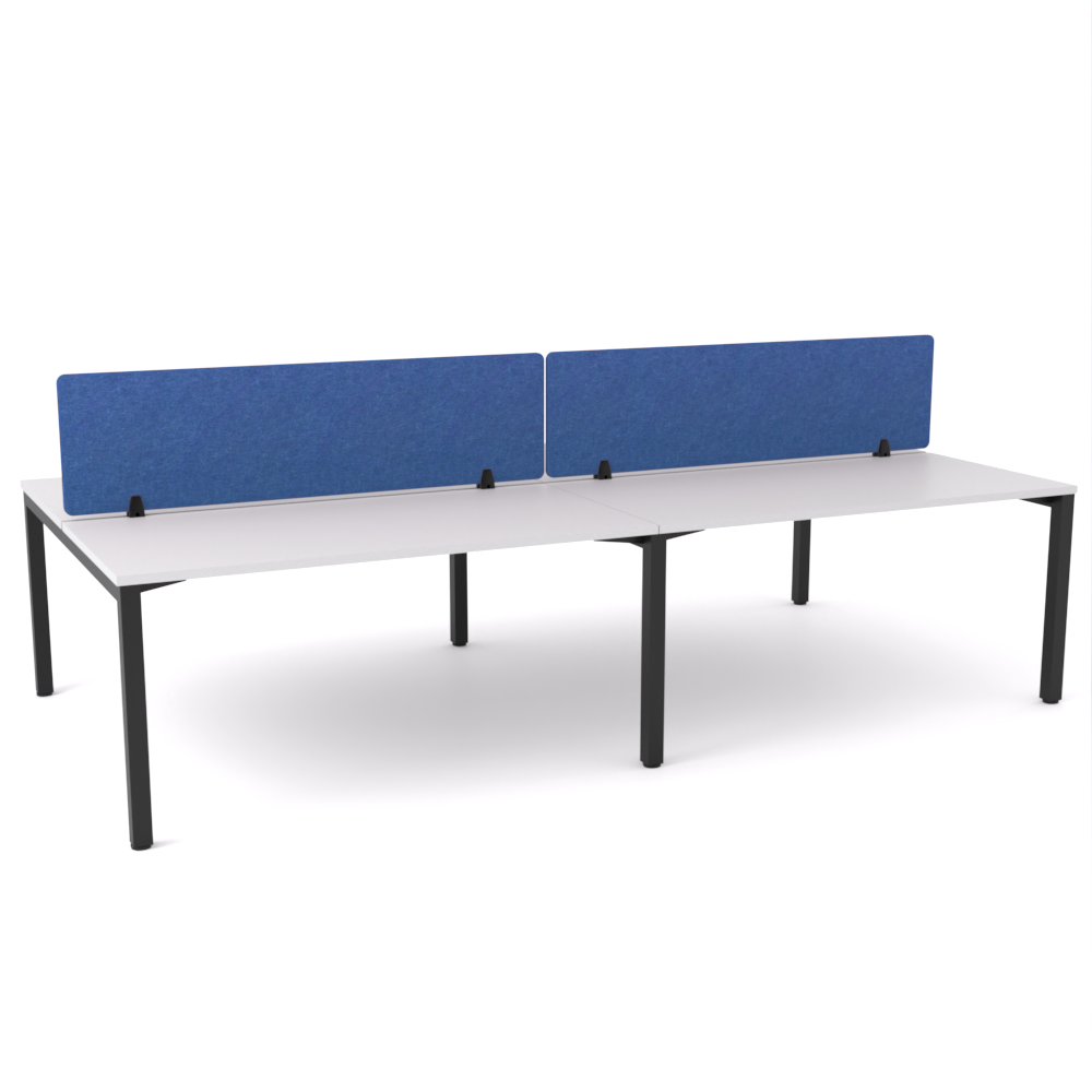 California Office Workstations (Straight Legs) 4-User Double-Sided Desk With AcoustiQ Screen (Cobalt Blue Screen)-Elite Office Furniture