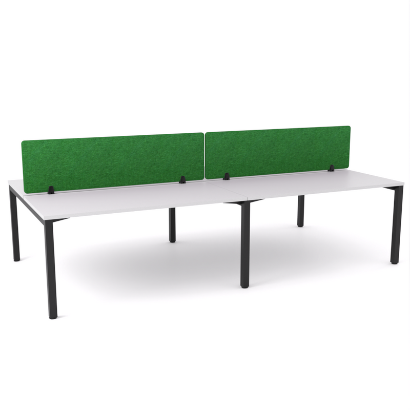 California Office Workstations (Straight Legs) 4-User Double-Sided Desk With AcoustiQ Screen (Green Screen)