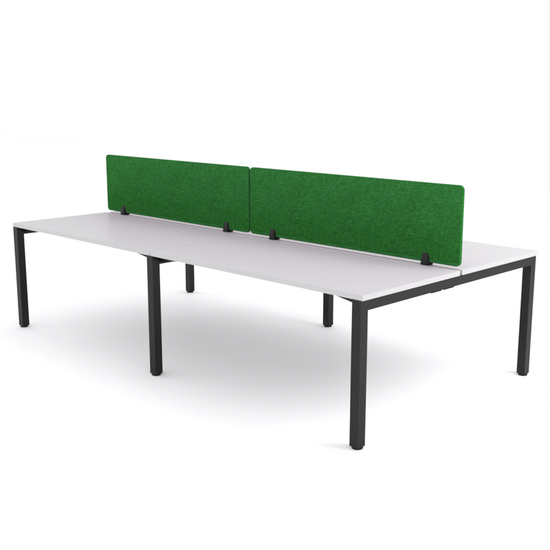 California Office Workstations (Straight Legs) 4-User Double-Sided Desk With AcoustiQ Screen (Green Screen)