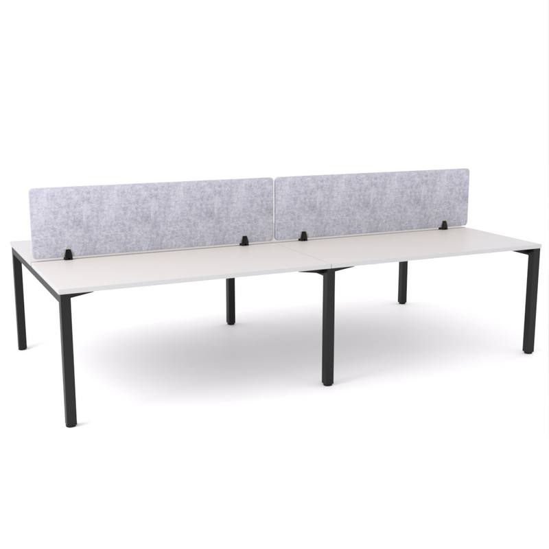 California Office Workstations (Straight Legs) 4-User Double-Sided Desk With AcoustiQ Screen (Marble Gray Screen)