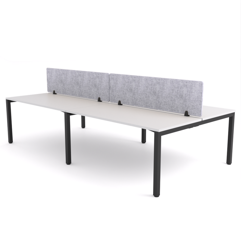 California Office Workstations (Straight Legs) 4-User Double-Sided Desk With AcoustiQ Screen (Marble Gray Screen)