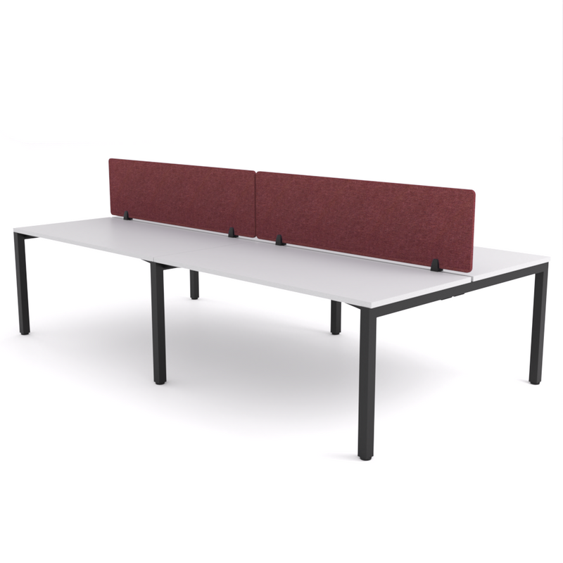 California Office Workstations (Straight Legs) 4-User Double-Sided Desk With AcoustiQ Screen (Maroon Screen)