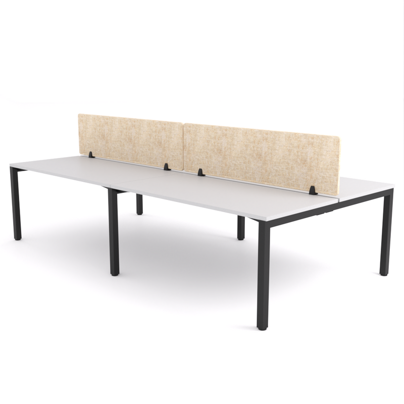 California Office Workstations (Straight Legs) 4-User Double-Sided Desk With AcoustiQ Screen (Natural Screen)