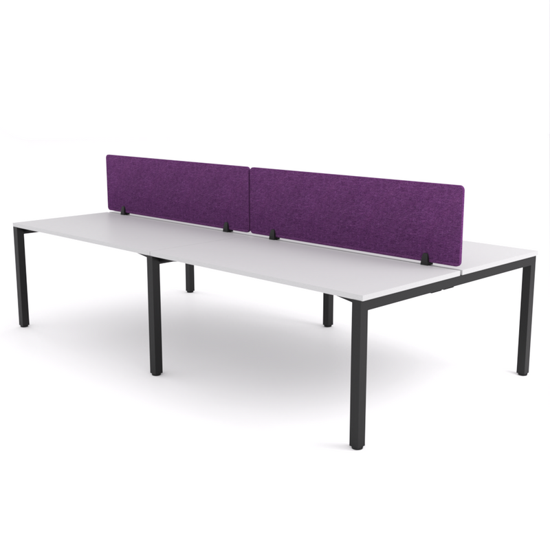 California Office Workstations (Straight Legs) 4-User Double-Sided Desk With AcoustiQ Screen (Purple Screen)