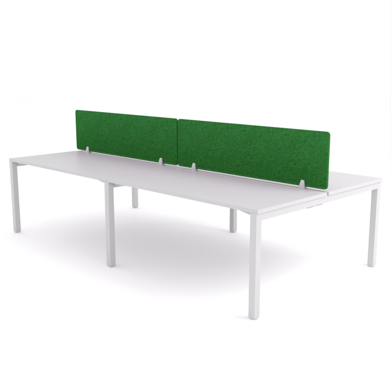 California Office Workstations (Straight Legs) 4-User Double-Sided Desk With AcoustiQ Screen (Green Screen)