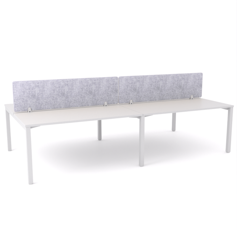 California Office Workstations (Straight Legs) 4-User Double-Sided Desk With AcoustiQ Screen (Marble Gray Screen)