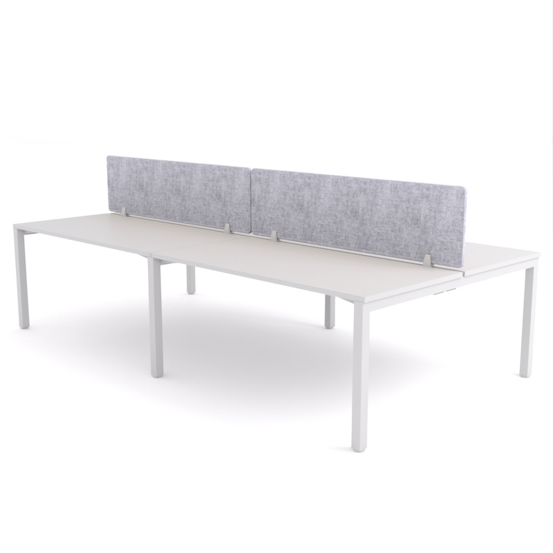 California Office Workstations (Straight Legs) 4-User Double-Sided Desk With AcoustiQ Screen (Marble Gray Screen)