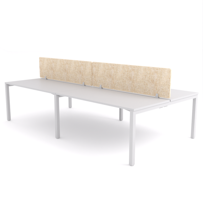 California Office Workstations (Straight Legs) 4-User Double-Sided Desk With AcoustiQ Screen (Natural Screen)