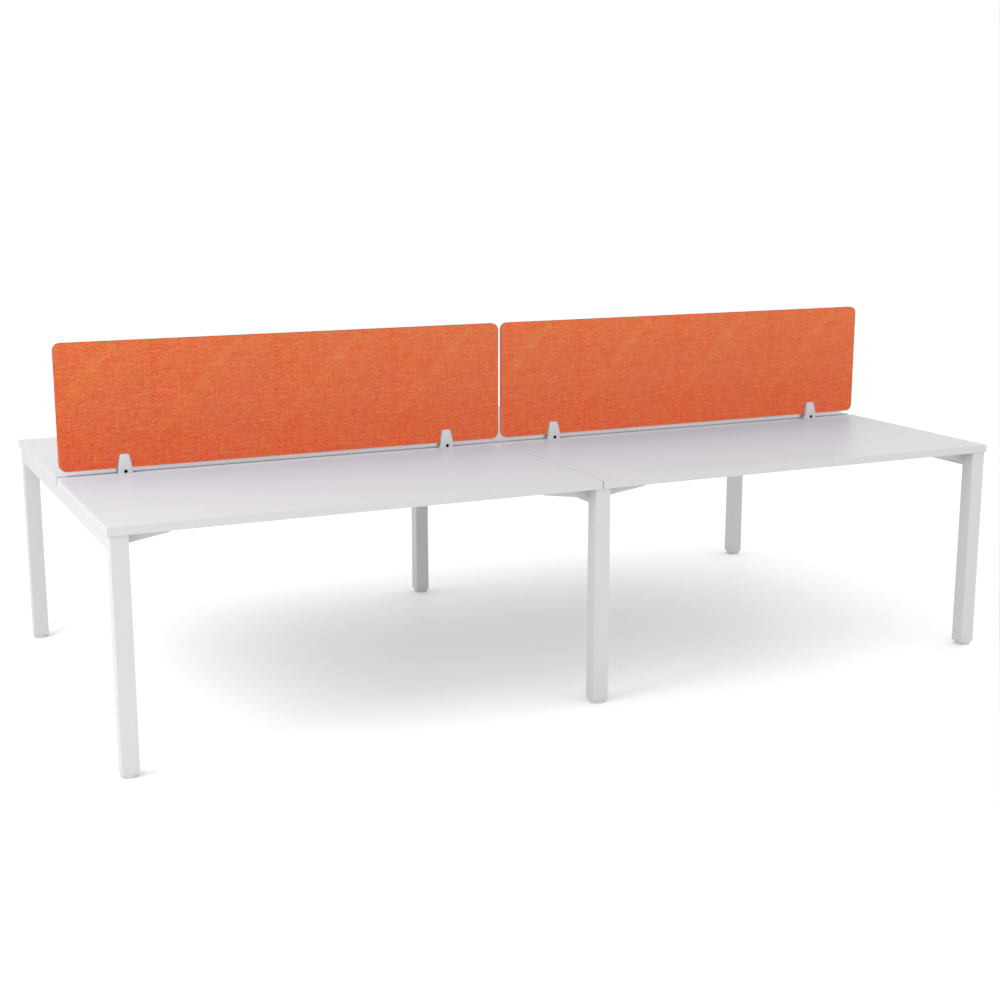California Office Workstations (Straight Legs) 4-User Double-Sided Desk With AcoustiQ Screen (Orange Screen)-Elite Office Furniture