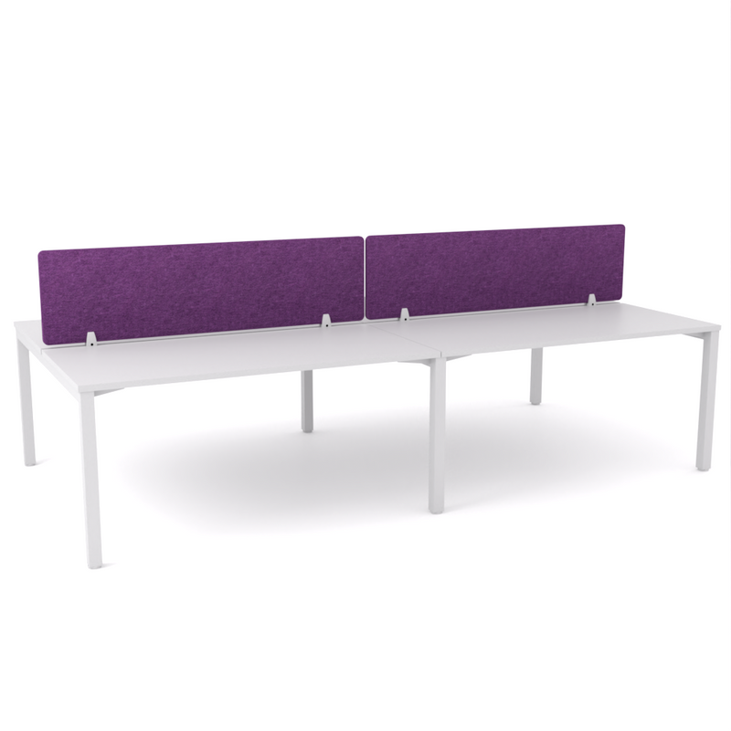 California Office Workstations (Straight Legs) 4-User Double-Sided Desk With AcoustiQ Screen (Purple Screen)