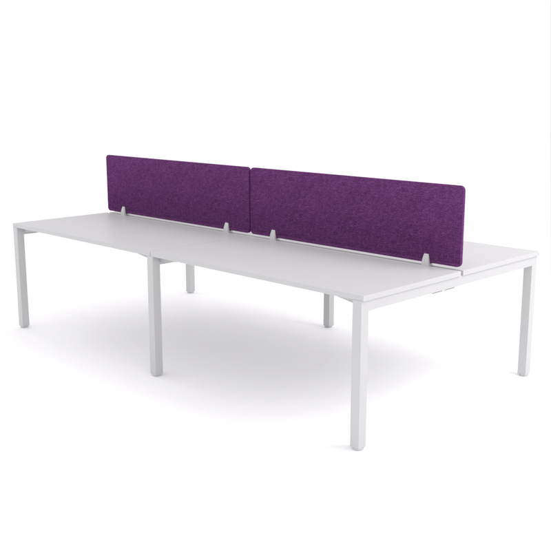 California Office Workstations (Straight Legs) 4-User Double-Sided Desk With AcoustiQ Screen (Purple Screen)