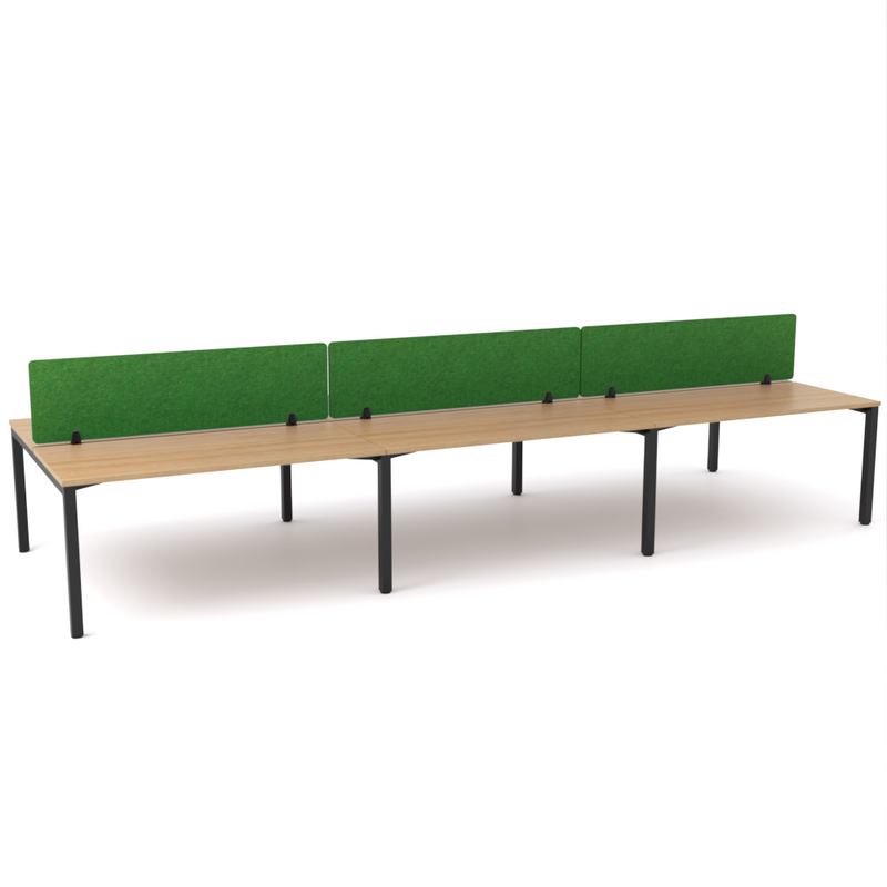 California Office Workstations (Straight Legs) 6-User Double-Sided Desk With AcoustiQ Screen (Green Screen)