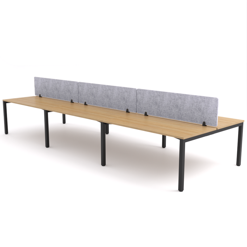 California Office Workstations (Straight Legs) 6-User Double-Sided Desk With AcoustiQ Screen (Marble Gray Screen)