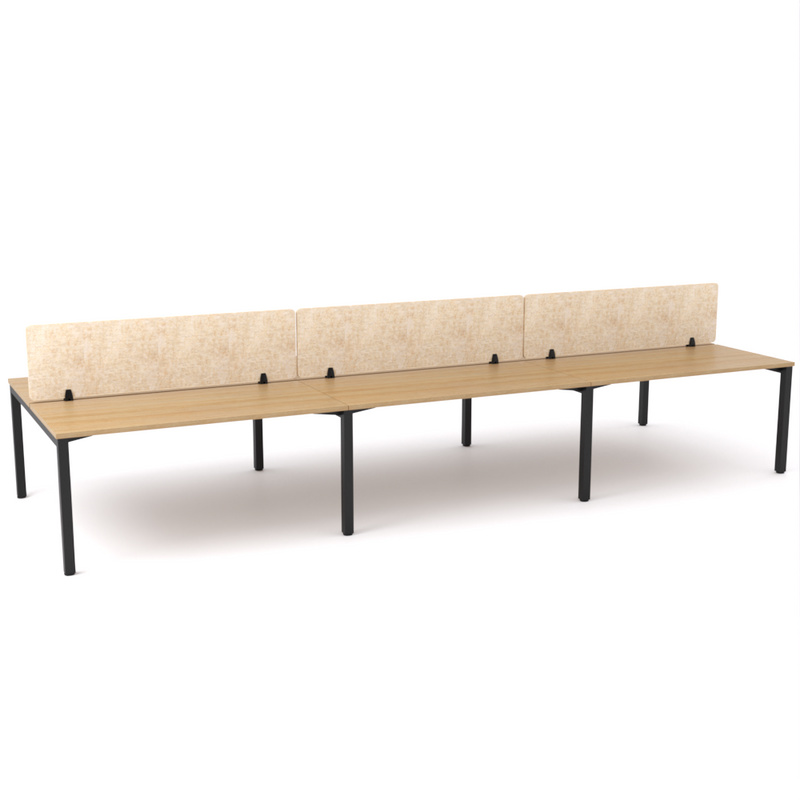 California Office Workstations (Straight Legs) 6-User Double-Sided Desk With AcoustiQ Screen (Natural Screen)