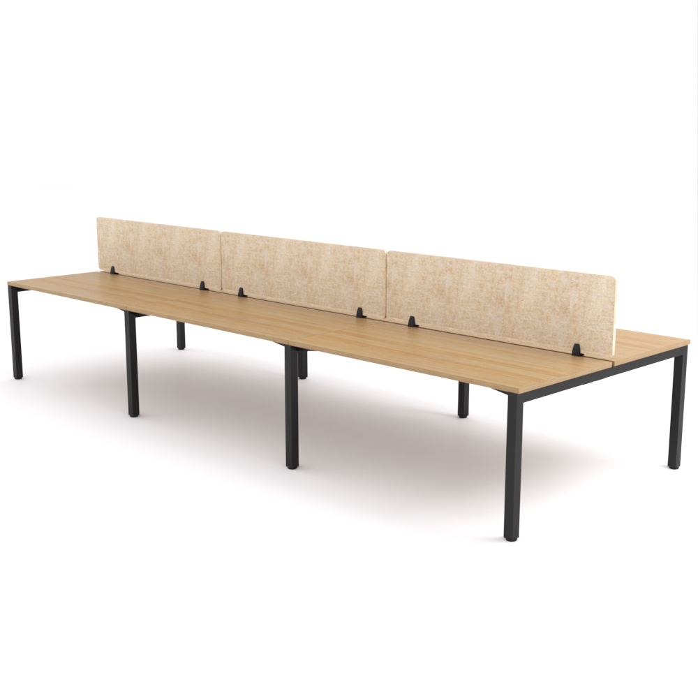 California Office Workstations (Straight Legs) 6-User Double-Sided Desk With AcoustiQ Screen (Natural Screen)