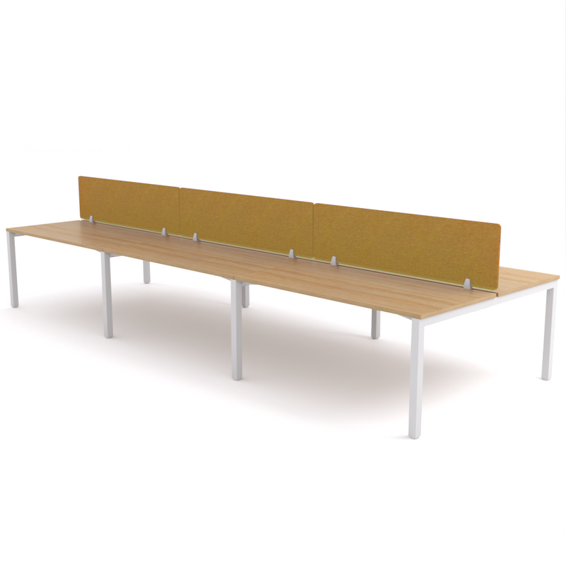 California Office Workstations (Straight Legs) 6-User Double-Sided Desk With AcoustiQ Screen (Golden Yellow Screen)