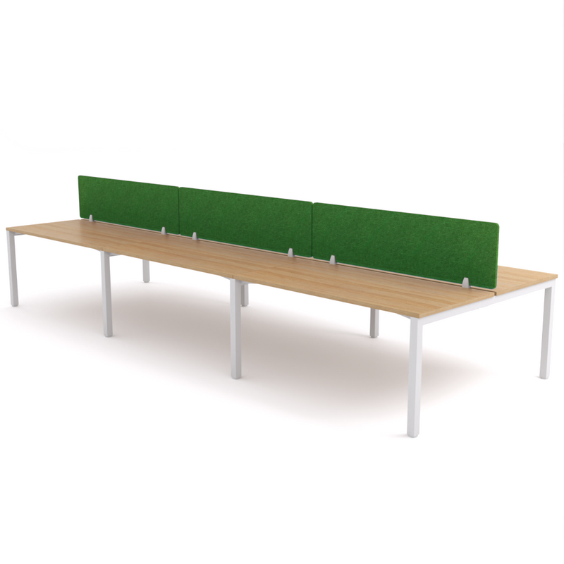 California Office Workstations (Straight Legs) 6-User Double-Sided Desk With AcoustiQ Screen (Green Screen)