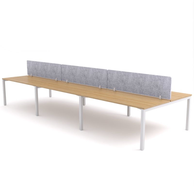 California Office Workstations (Straight Legs) 6-User Double-Sided Desk With AcoustiQ Screen (Marble Gray Screen)