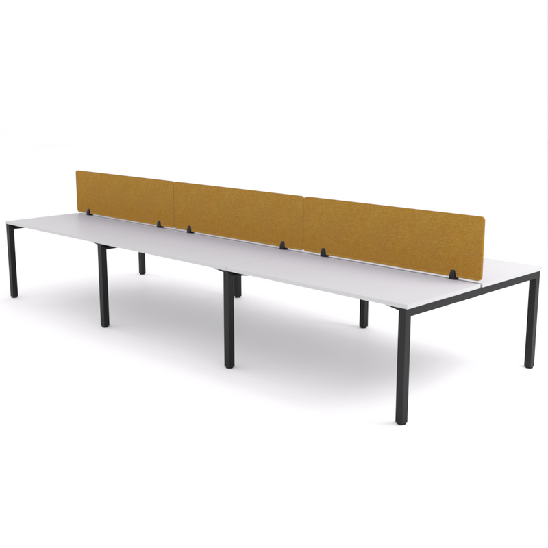California Office Workstations (Straight Legs) 6-User Double-Sided Desk With AcoustiQ Screen (Golden Yellow Screen)