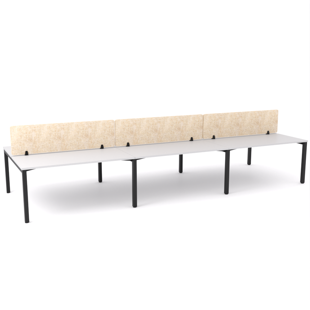 California Office Workstations (Straight Legs) 6-User Double-Sided Desk With AcoustiQ Screen (Natural Screen)-Elite Office Furniture