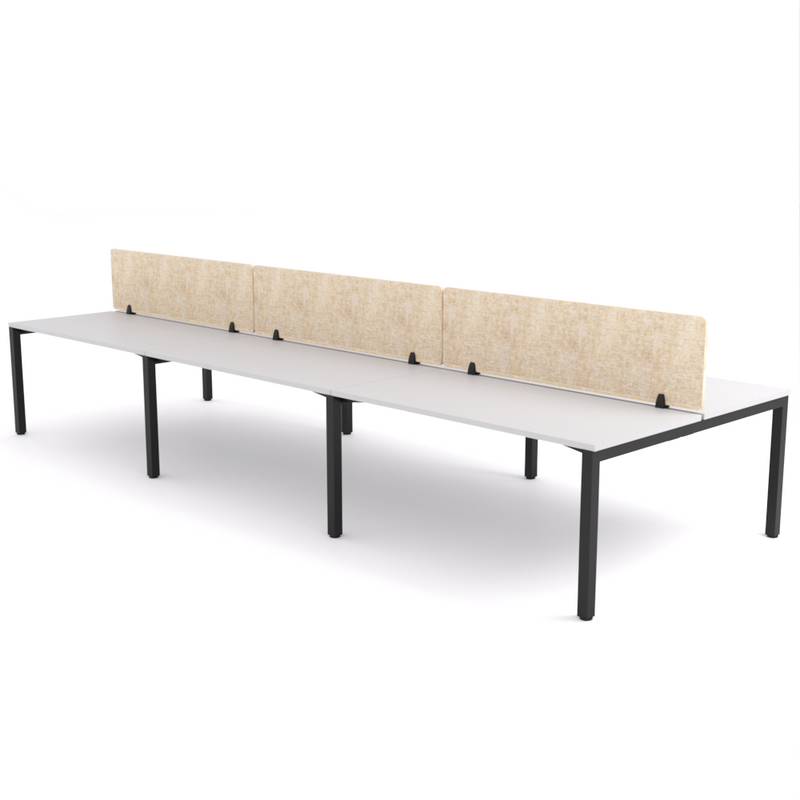 California Office Workstations (Straight Legs) 6-User Double-Sided Desk With AcoustiQ Screen (Natural Screen)