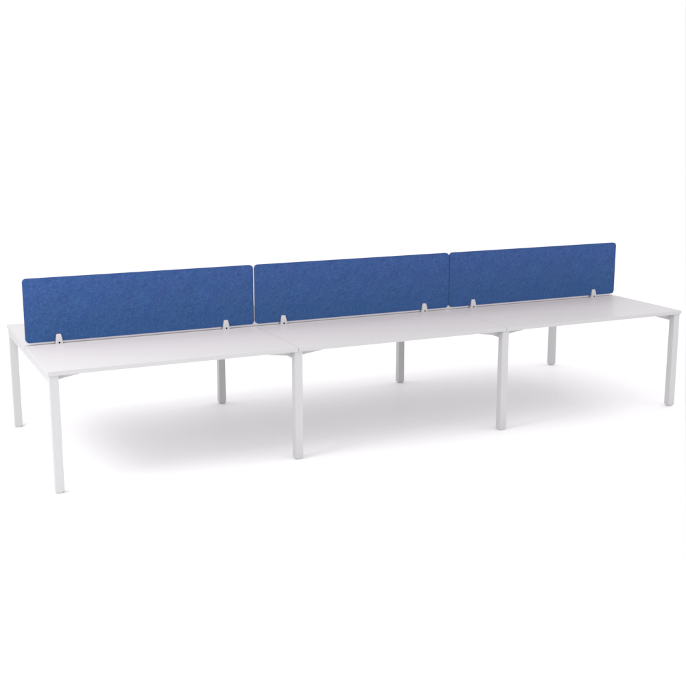 California Office Workstations (Straight Legs) 6-User Double-Sided Desk With AcoustiQ Screen (Cobalt Blue Screen)-Elite Office Furniture