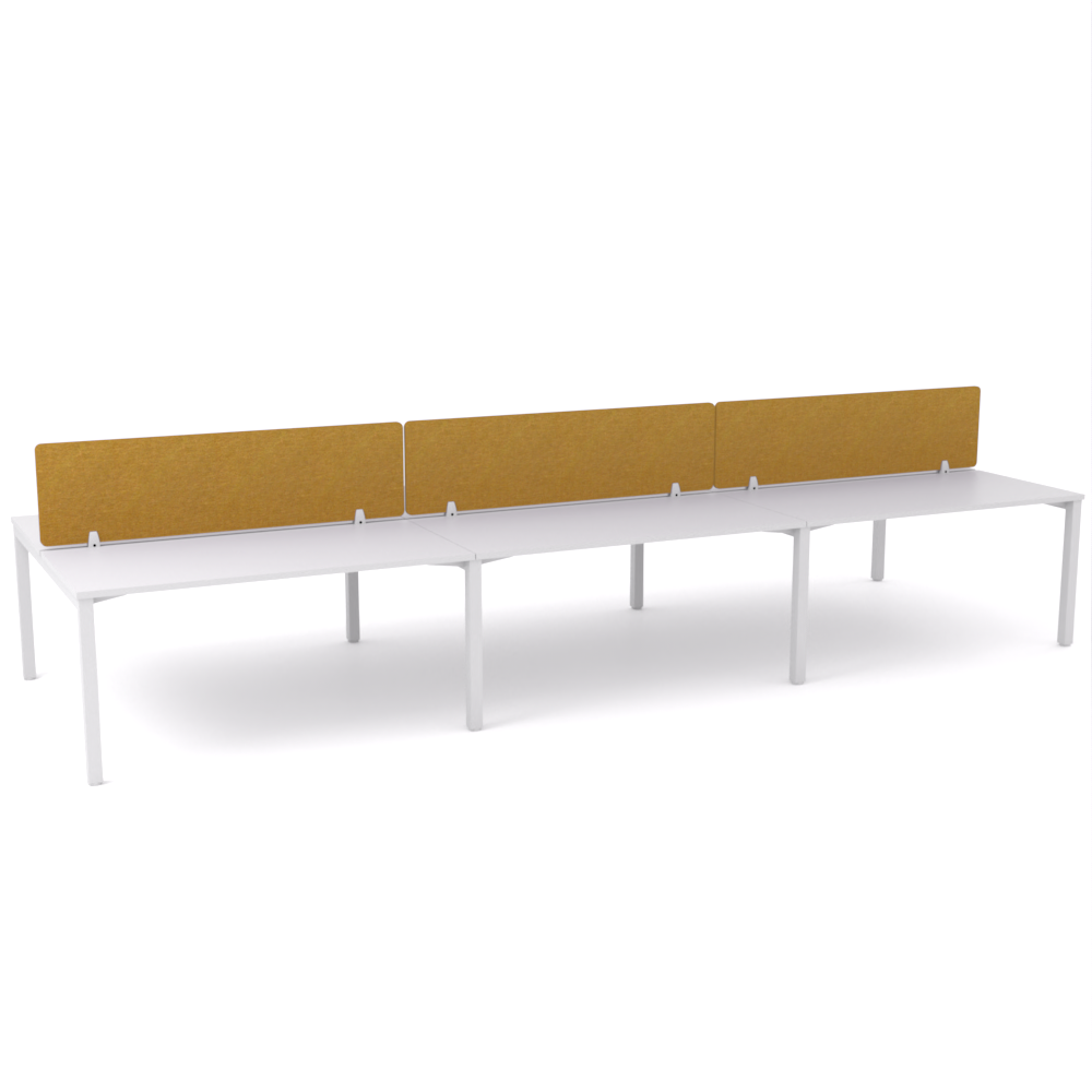 California Office Workstations (Straight Legs) 6-User Double-Sided Desk With AcoustiQ Screen (Golden Yellow Screen)-Elite Office Furniture