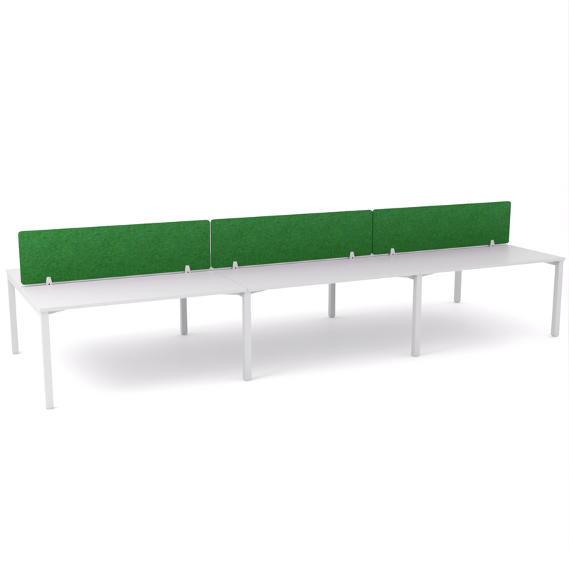 California Office Workstations (Straight Legs) 6-User Double-Sided Desk With AcoustiQ Screen (Green Screen)