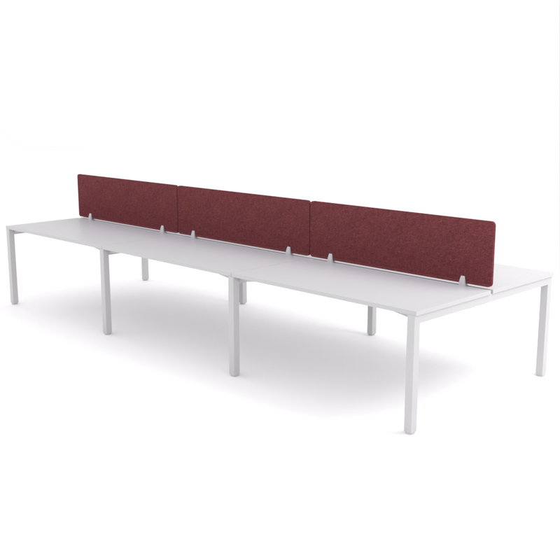 California Office Workstations (Straight Legs) 6-User Double-Sided Desk With AcoustiQ Screen (Maroon Screen)